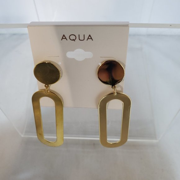 Aqua gold statement dangle earring - Picture 1 of 6